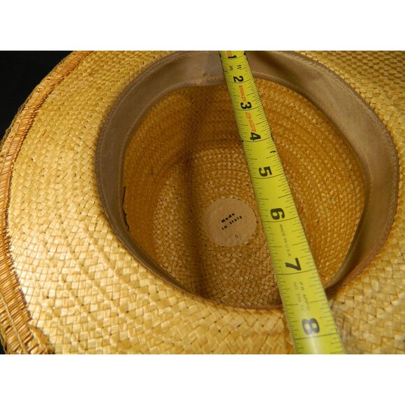 Vtg Italian Straw Hat With Figurine & Accents 1950s Boater Gatsby Autumn Fall - Picture 6 of 16